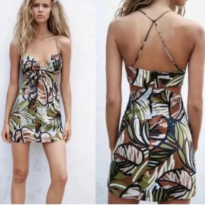 New! Zara cutout tropical print mini dress nwt 26198